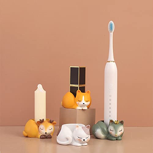 Fueoki Resin Tea Lights Candle Holders Cute Animal Shaped Electric Toothbrush Holder Stand (Cat) #TOP1