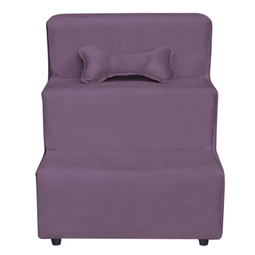 Escadinha Pet 3 Degraus Cachorro e Gato Suede (Rosa, Único, 1)