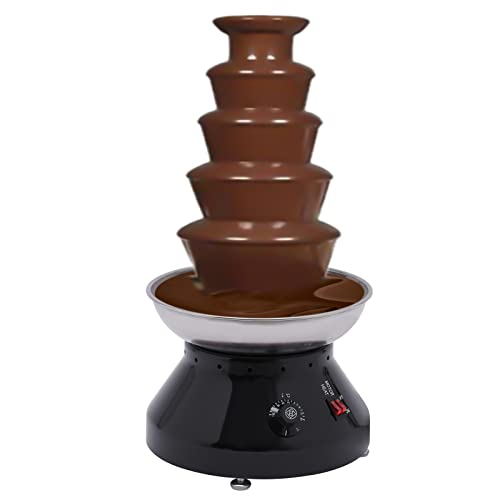 5-Tier Chocolate Fountain Machine, Hot Chocolate Fondue Tower with Temperature Range 86-230 °F, 7-Pound Capacity, Cheese Fountain for Party, Gathering, Wedding, Rental(Black)