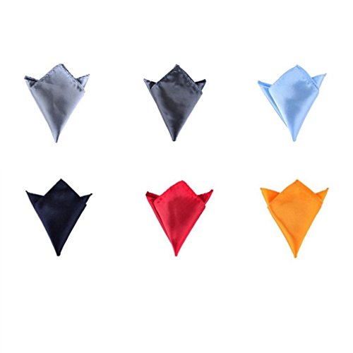 Hello Tie Men's Solid Color Pocket Squares Handkerchiefs 6pcs/lot Set 4