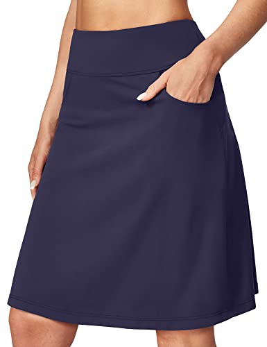 Image of Ewedoos Skort Golf Skirts for Women with Pockets Knee Length Skorts High Waisted 20 inch Skorts for Woman Athletic Tennis Skirt