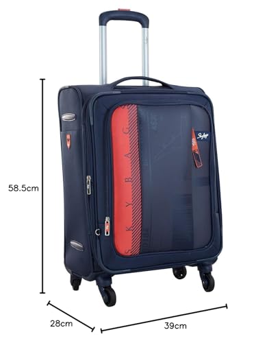 Image of Skybags Polyester 58.5 Cms Navy Blue Softsided Spinner Wheels Cabin Luggage Suitcase(Stairw59Nbl)