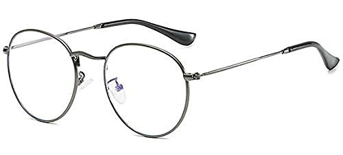 Klassische Runde Blaulichtfilter Brille Ohne Stärke Metall Rahmen Retro Brillenfassungen Nerdbrille Unisex, Gun Anti,blue Light