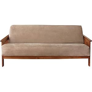 SureFit Home Décor Soft Suede Futon Slipcover, Polyester, Machine Washable, One Piece, Taupe Color