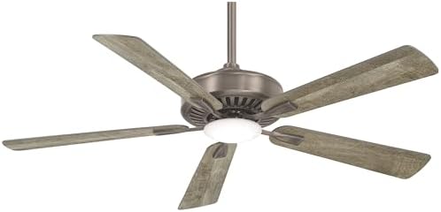 MINKA-AIRE F556L-BNK Contractor LED 52" 5-Blade LED Ceiling Fan in Burnished Nickel Finish with Savannah Grey Blades and Etched Lens