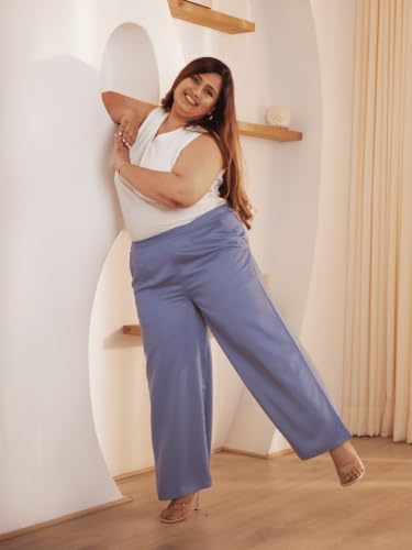 Image of SAADAA Palazzo Pants for Women Half-Elasticated Waistband | Palazzo for Women in Soft Viscose Fabric | Regular Fit with Mid Rise Waist & Deep Pockets | Versatile for Formal & Casual Wear