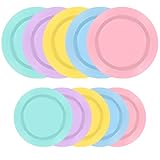 joy akkess 50PCS Pastel Plastic Plates - Heavy Duty Rainbow Plates Disposable include 25 Dinner (10.25') & Dessert/Salad (7.5') Pastel Party Decorations for Birthday, Easter, Baby Shower, Wedding