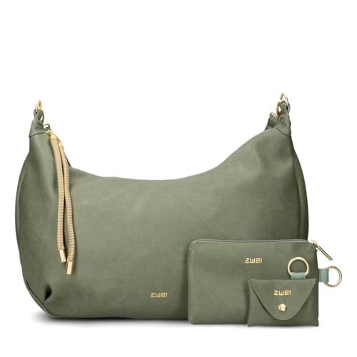 Zwei Damen Shopper LOLA LO140 erweiterbare Schultertasche mit Reißverschluss (16-18 Liter) 3-teiliges Set Umhängetasche mit Geldbeutel & Schlüsselanhänger, große XL Damen Handtasche (eucalyptus)