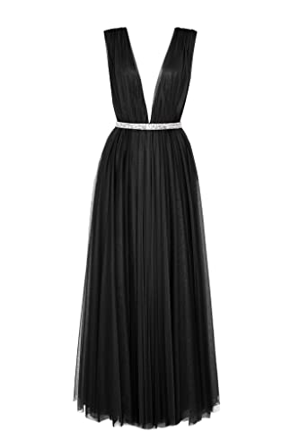 Swing Fashion Women's Flora | Schwarz Langes Damen | Elegantes Kleid | Abendkleid | Ballkleid | Brautjungfernkleid | Cocktailkleid | Langkleider |...