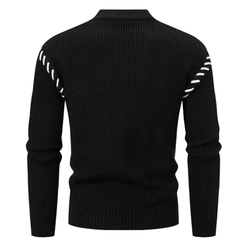 Men’S Casual Slim Fit Warm Patchwork Knit Pullover Sweater O-Neck Long Sleeve Jumper Top2