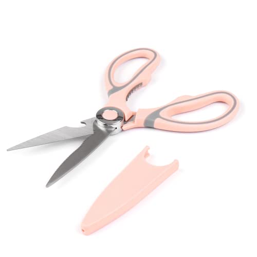 2Pcs Kitchen Shears, Heavy Duty Kitchen Scissors, Multi Purpose Stainless Steel Kitchen Utility Scissors With Cover, Dishwasher Safe Kitchen Shears (2Pcs, Pink) #TOP3