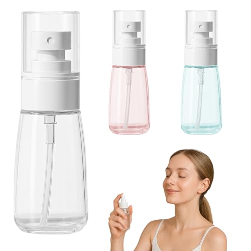 Horktrust Pulverizador Agua 60ml - Pack 3 Unidade, Botella Spray Pulverizador Recargable Transparente, Atomizador para Peluquería, Perfume, Limpieza y Aceites Esenciales.