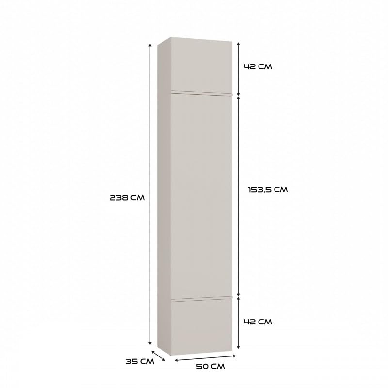 CDF Garderobenschrank Flurschrank mit 1 Tür für Schuhe und Jacken Stauraumschrank mit Kleiderstange - Modern Dielenschrank mit Ober- und Unterschrank für Büro Flur Wohnen – 238 cm Kaschmir