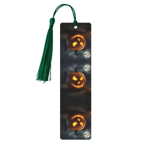 5 segnalibri in legno con stampa di zucca di Halloween, per amanti dei libri, libri, club, regali, segnalibri, per donne, uomini, feste di lettura