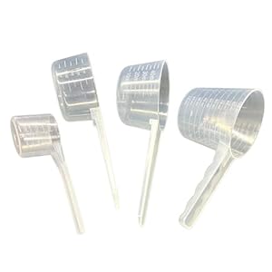 Gram measuring spoons, 4 Pieces, 15/25/50/100ml Capacity, that can be used for measuring protein powder, granules, coffee, as well as blending spices and other dry goods,Translucent