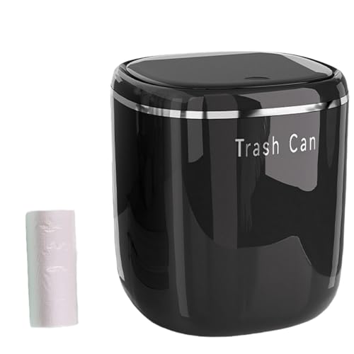 Image of 0.8 Gallon Mini Desktop Trash Can with Push-Open Lid, Small Countertop Waste Basket Includes 50 Bags，Eco-Friendly PP Little Garbage Can, Tiny Trash Bin for Office, Bedroom & Bathroom (Black)