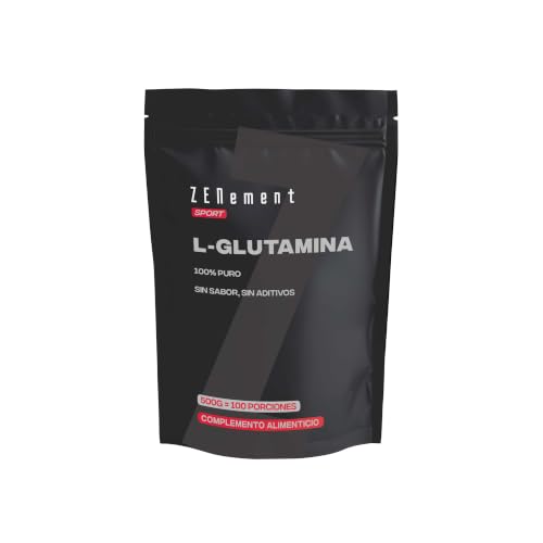 L-Glutamina en Polvo 5000 mg - 100% Pura, Sin Aditivos - Vegana - Zenement