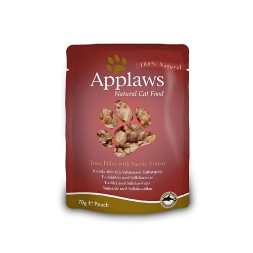 Applaws Comida Húmeda para Gatos 12 Sobres X 70 Gr Varios Sabores (Atún Y Gambas del Pacífico)
