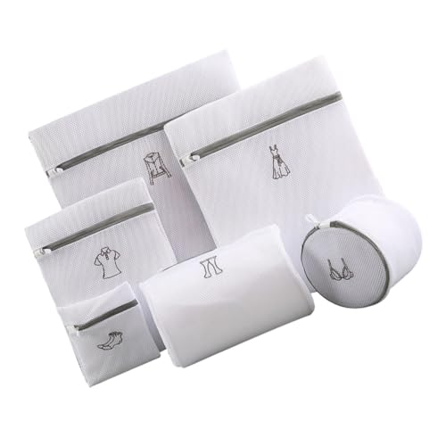 Filet de lavage pour t-shirts en polyester blanc résistant de 6 pièces