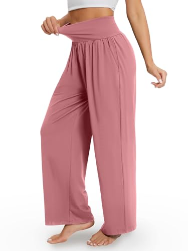 Image of Gracyoga Wide Leg Yoga Pants for Women Casual Loose Cozy Sweatpants High Waisted Lounge Pajama Flowy Pants With Pockets