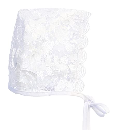 Made in USA Baby Christening Bonnet for Baby Girl - Baby Lace Hat - White Baby Bonnet Newborn for Baptism - Accesorios Niña