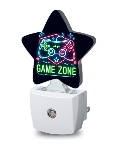 Image of Star Night Light Plug in, Game Zone Dusk to Dawn Sensor Night Light, Soft Glow Lamp for Kids Bedroom Nursery Hallway Bathroom, Energy Saving Compact Design