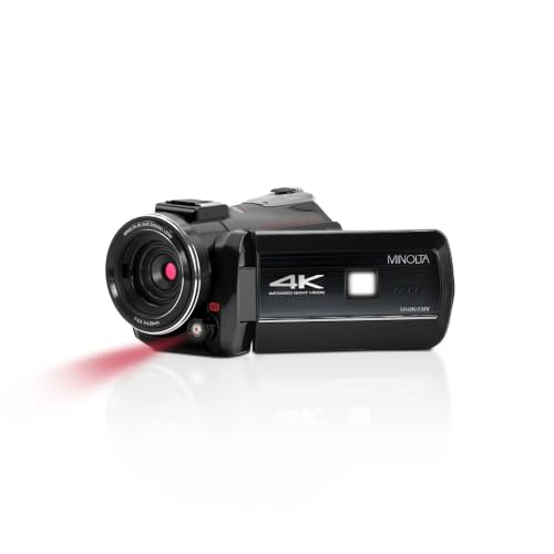 Minolta MN4K40NV 4K 30MP 3" Touch Night Vision Camcorder w/LED Light,