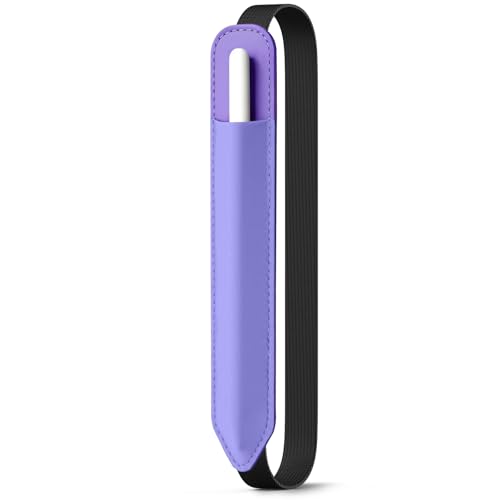 Image of MoKo Pencil Case Holder Fit The Apple Pencil (Pro and USB-C and 1st and 2nd Gen), Detachable Elastic Pocket for Stylus Pen with Elastic Band Attached to iPad Case, Purple