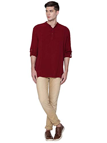 Image of Identiti Men Solid Slim Fit 100% Viscose Casual Shirt /Kurta for Men