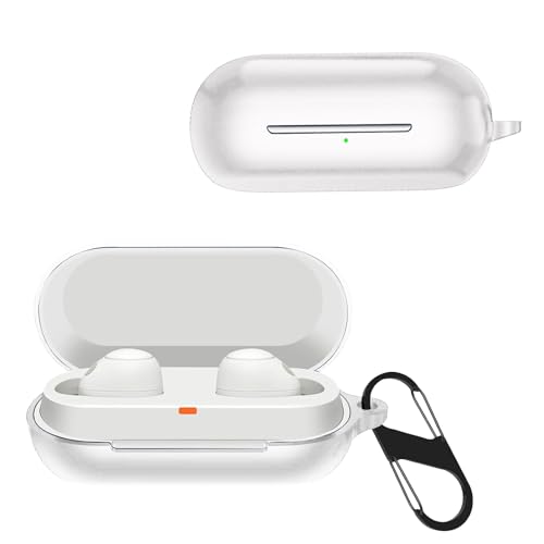 KZIOACSH Silicone Case for Sony WF-C700N, Ultra Slim Anti-Scratch Anti-Lost Protective Earbuds Case Lightweight Washable Sumdge-Proof Earphone Skin Cover with Carabiner for Sony WF-C700N, White