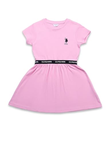 Image of U.S. Polo Assn. Kids Regular fit Cotton Short Sleeves Round Neck Dresses