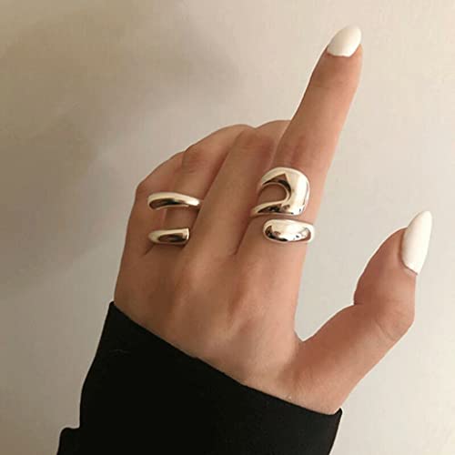 Jiaba Adjustable Sterling Silver Rings 925 Double Lines Shape Personality Ring Fine Jewelry For Women Party Accessories #TOP4