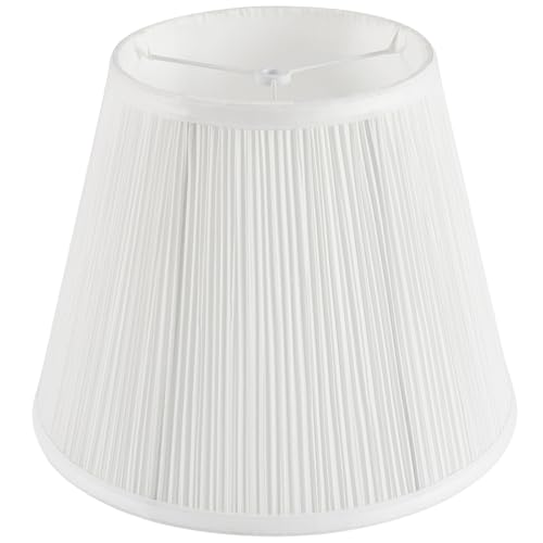 Lamp Shades For Table Lamps Pleated Lamp Shade 8 Top x 13 Bottom x 10 Slant Height Empire traditional Lampshade Replacement(Spider Fitter) Fabric Lampshades For Table Lamp floor lamps (White)