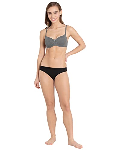 Image of Jockey FE23 Women's Wirefree Padded Super Combed Cotton Elastane Stretch Medium Coverage Multiway Styling T-Shirt Bra with Detachable Straps