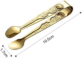 Bag Clips Tongs,Rose Relief Stainless Steel Ice Cube Clips Sugar Tongs Food Clips Cafe Kitchen Serving Tong Barware 2 Pcs