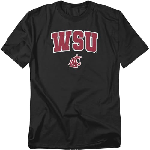 LOGOVISION Washington State University Arch Logo Secondary Unisex Adult T Shirt, Black, Medium
