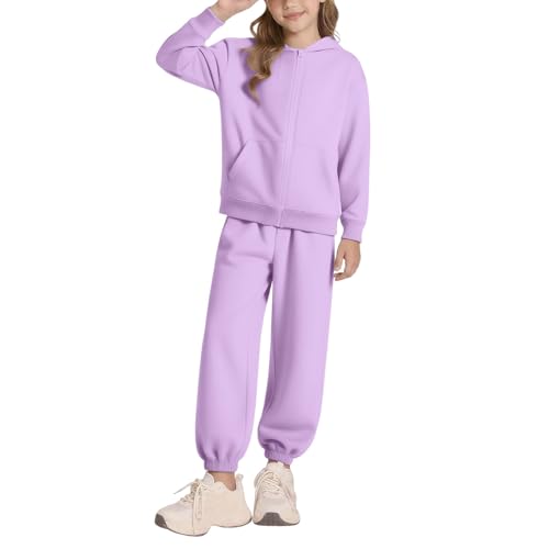 Athletic Sweatsuit for Teen Girls Zip up Fleece Hoodie Sweatshirt and Jogger Sweatpant 2 Piece Outfits Kids Boys Tracksuit