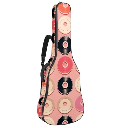Étui de guitare acoustique antichoc et imperméable à motif disques