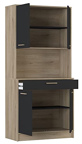 DEMEYERE-Armario-Cocina-Dolce-1-cajon-4-armarios-Color-Roble-y-Negro-alacena-Buffet-Estilo-Industrial-177x83x40-cm