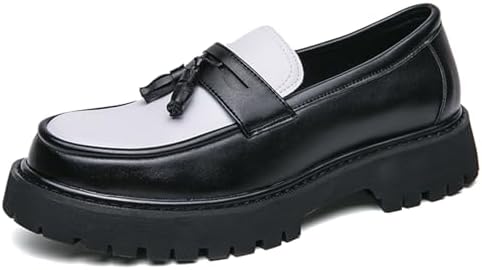 QOOEL Men's Fashion Chunky Platform Penny Loafers Luxury Round Toe Slip-On Dress Shoes with Non-Slip Lug Sole for Business Work and Daily Casual Wear Sizes 6-14