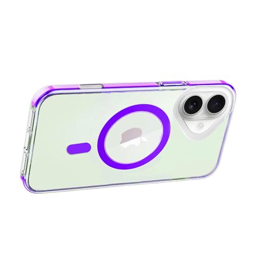 Image of amazon basics Mobile Cover for Apple iPhone 16 | Compatible with MagSafe | Magnetic Case with Built-in Magnets | Slim PC & TPU Cover for Apple iPhone 16 (Purple)