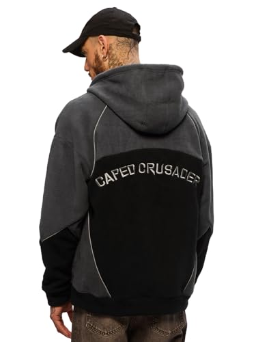 The Souled Store Batman: Dark Knight Men and Boys Long Sleeves Hooded Neck Black and Grey Embroidered Cotton Blend Oversized Hoodies