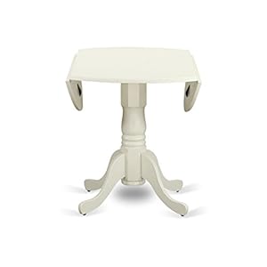 East West Furniture DLBO3-WHI-W 3 Piece Dining Room Table Set Contains a Round Kitchen Table with Dropleaf and 2 Dining Chairs, 42x42 Inch, Linen White East West Furniture DLBO3 WHI W 3 Piece Dining Room Table Set Contains a Round Kitchen Table with Dropleaf and 2 Dining Chairs 42×42 Inch Linen White