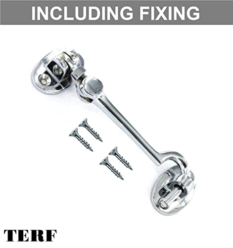 TERF® 100mm Heavy Duty Polished Chrome Cabin Door Hook and Eye Lock 100mm (4 inch) Cabinet Latch including Fixing Screw For Door Gate Window Closet Shed Latch - Image 2
