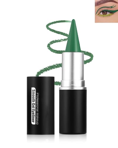 Grün Eyeliner Wasserfest, Matt Glatte Kajalstifte Wischfest, Creme Gel Eyeliner Langlebig, Hochpigmentiert Eye Liner Lidschatten Face Paint Stick Makeup Geschenke für Weihnachten-03