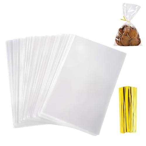 300 bolsas de caramelos de 15 x 10 cm con 300 lazos de giro, pequeñas bolsas para dulces para bodas, cumpleaños, Navidad, fiestas, caramelos, regalos