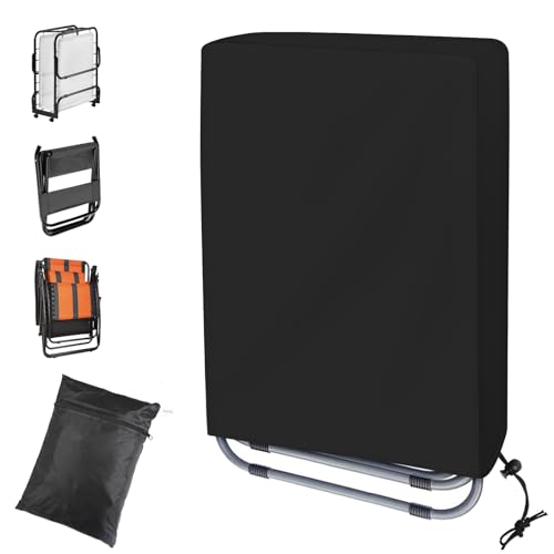 Fachmach Fundas Sillas Jardin Plegables,Funda Protectora Sillas Jardin Oxford Tela Impermeable UV para Tumbona Plegable Resistente Protege contra Las Inclemencias (W71×L110cm) (Negro)