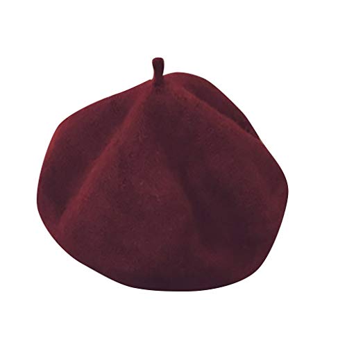 Gorro de lana para niños, estilo retro, para niñas, sombrero de pollo para niños (vino, talla única), Vino, Talla única