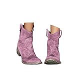 ENEN Santiag Femme Bottes Daim Western Bottes Cowboy Femme Talon Haut Mi-Mollet Chaussures Décontractées À La Mode Boots Santiag Cowboy femmes Basse, Taille 34-48 (Violet,38)
