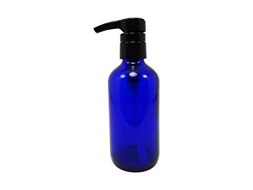 Perfume StudioÂ® Professional Grade Blue Cobalt Glass Boston Round Bottle with Dispensing Pump; Perfect for Lotions, Soaps, Massage and Skin Oils, Hair Treatments and More (8 OZ, COBALT BLUE)